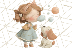 Little Girl Summer Clipart, Vintage Storybook Girl PNG Product Image 3
