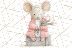 Adorable Tiny Mouse Clipart, Watercolor Mice PNG Product Image 2