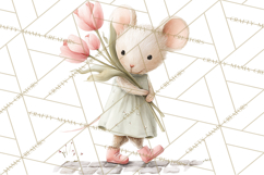 Adorable Tiny Mouse Clipart, Watercolor Mice PNG Product Image 3