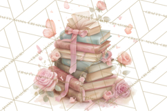 Whimsical Spring Books Clipart, Flowers and Butterflies PNG Product Image 2