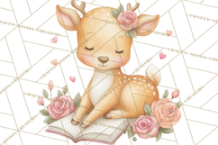 Valentine Animals Reading Books Clipart, Heart Storytime PNG Product Image 5