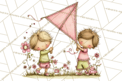 Adorable Spring Kids Clipart, Playful Children Clip Art PNG Product Image 5