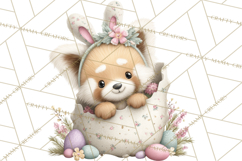 Watercolor Easter Animals Clipart, Cute Animals in Nests Png Product Image 5