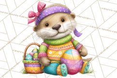 Easter Bunny Clipart, Spring Animals PNG, Colored Eggs Product Image 5