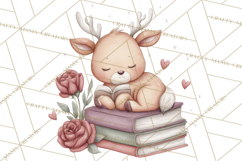 Valentine Animals Reading Books Clipart, Heart Storytime PNG Product Image 2