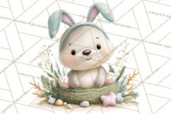 Watercolor Easter Animals Clipart, Cute Animals in Nests Png Product Image 3