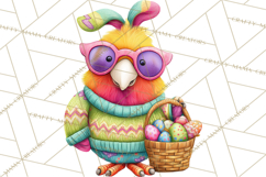 Easter Bunny Clipart, Spring Animals PNG, Colored Eggs Product Image 4