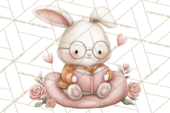 Valentine Animals Reading Books Clipart, Heart Storytime PNG Product Image 4