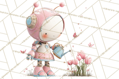 Spring Robots, Full-Body Robot Clipart, Pastel Robot Png Product Image 4