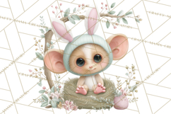 Watercolor Easter Animals Clipart, Cute Animals in Nests Png Product Image 5