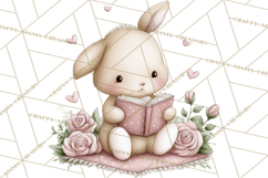 Valentine Animals Reading Books Clipart, Heart Storytime PNG Product Image 5