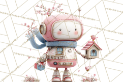 Spring Robots, Full-Body Robot Clipart, Pastel Robot Png Product Image 3