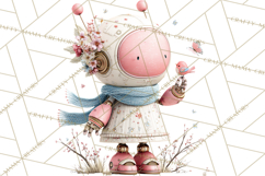Spring Robots, Full-Body Robot Clipart, Pastel Robot Png Product Image 5