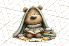 Bookish Bears PNG Clipart, Cozy Bear Reading, Cute Cartoon Product Image 2