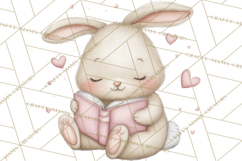 Valentine Animals Reading Books Clipart, Heart Storytime PNG Product Image 2