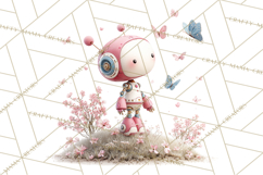 Spring Robots, Full-Body Robot Clipart, Pastel Robot Png Product Image 4