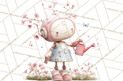 Spring Robots, Full-Body Robot Clipart, Pastel Robot Png Product Image 2