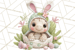 Watercolor Easter Animals Clipart, Cute Animals in Nests Png Product Image 3