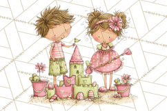 Adorable Spring Kids Clipart, Playful Children Clip Art PNG Product Image 4