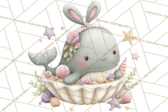 Watercolor Easter Animals Clipart, Cute Animals in Nests Png Product Image 4