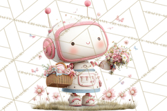 Spring Robots, Full-Body Robot Clipart, Pastel Robot Png Product Image 3