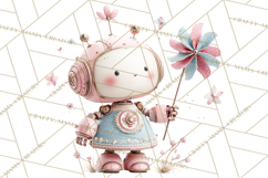Spring Robots, Full-Body Robot Clipart, Pastel Robot Png Product Image 5