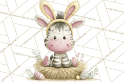 Watercolor Easter Animals Clipart, Cute Animals in Nests Png Product Image 5