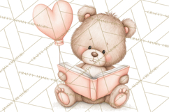 Valentine Animals Reading Books Clipart, Heart Storytime PNG Product Image 5