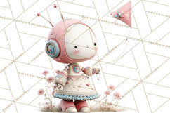 Spring Robots, Full-Body Robot Clipart, Pastel Robot Png Product Image 5