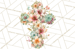 Easter Lily Cross Clipart, Pastel Bold Christian Crosses Png Product Image 2
