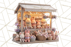 Easter Bunny PNG Clipart Spring Market Stall Eggs Basket Product Image 2