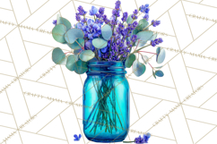 Spring Mason Jar Flowers Clipart, Floral Mason Jars PNG Product Image 2