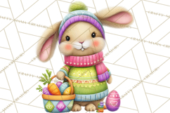 Easter Bunny Clipart, Spring Animals PNG, Colored Eggs Product Image 2