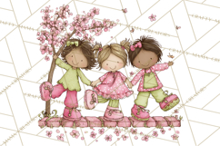 Adorable Spring Kids Clipart, Playful Children Clip Art PNG Product Image 2