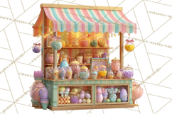Easter Bunny PNG Clipart Spring Market Stall Eggs Basket Product Image 3