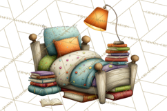 Bookish Bunnies PNG Clipart, Cozy Bunny Reading Product Image 4