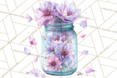 Spring Mason Jar Flowers Clipart, Floral Mason Jars PNG Product Image 5