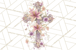 Easter Lily Cross Clipart, Pastel Bold Christian Crosses Png Product Image 5