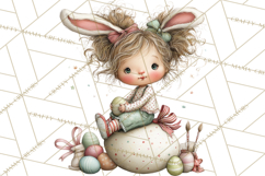 Easter Kids Clipart, Cute Easter Children, Bunny Ear Png Product Image 5