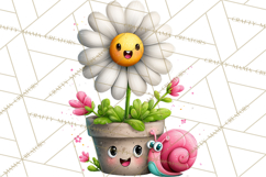 Spring Mini World Clipart, Cute Kawaii Garden Scenes PNG Product Image 5