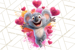 Kawaii Valentine Animals, Cute Heart Love Animals Png Product Image 2