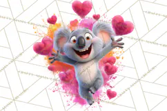 Kawaii Valentine Animals, Cute Heart Love Animals Png Product Image 2