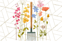 Spring Garden Tools and Floral Gardening Clipart PNG Product Image 2