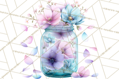 Spring Mason Jar Flowers Clipart, Floral Mason Jars PNG Product Image 2