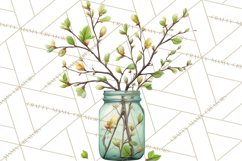 Spring Mason Jar Flowers Clipart, Floral Mason Jars PNG Product Image 3