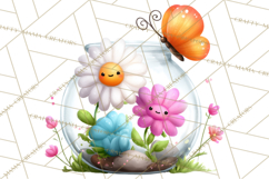 Spring Mini World Clipart, Cute Kawaii Garden Scenes PNG Product Image 3