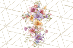 Easter Lily Cross Clipart, Pastel Bold Christian Crosses Png Product Image 4