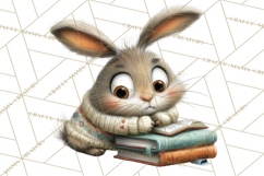 Bookish Bunnies PNG Clipart, Cozy Bunny Reading Product Image 4
