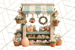 Easter Bunny PNG Clipart Spring Market Stall Eggs Basket Product Image 5