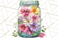 Spring Mason Jar Flowers Clipart, Floral Mason Jars PNG Product Image 5
